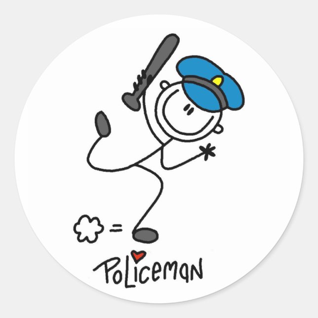 Kolvstickfigur polis runt klistermärke (Framsida)