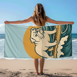 Kom Aboard Surfarhund Retro Bulldog Surf Grafik