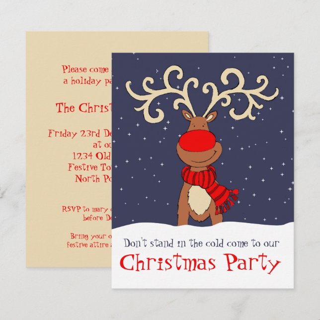 kom av renar från party på inbjudan (Fram/baksida)