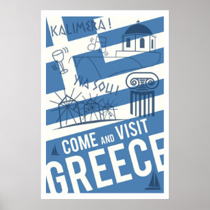 Kom Besök Grekland Poster