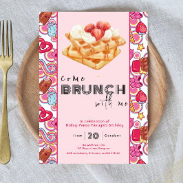 Kom Brunch With Me rosa födelsedagsinbjudan Inbjudningar
