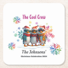 Kom Chill med Coolest Crew runt jul Underlägg Papper Kvadrat