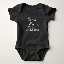 "Kom Fly with Me" Baby Bodywear one biet Black T Shirt