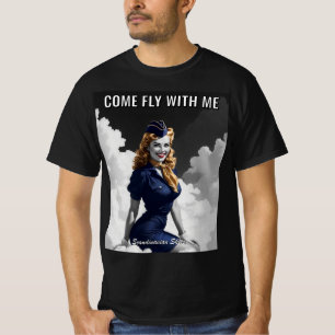 Kom flyga med mig skandinavisk flygvärdinna vintag t shirt