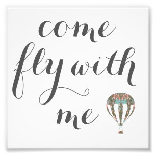 Kom flyger med mig   Luftballong Art Fototryck