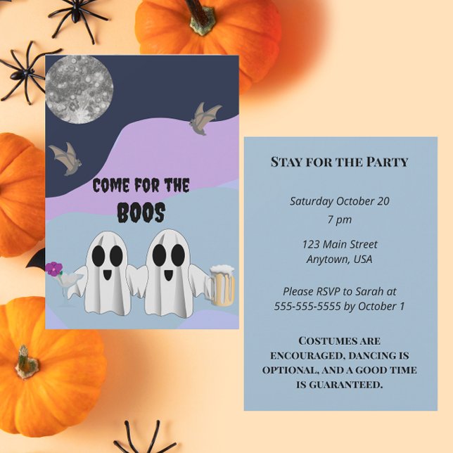 Kom för BOOS Stanna för Halloweenfesten Inbjudningar (Skapare uppladdad)