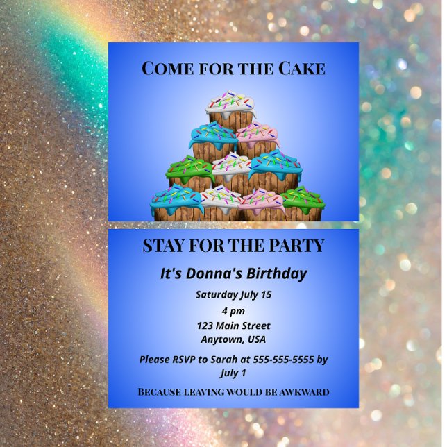 Kom för kakan, stanna för att det är pinsamt att g inbjudningar (Skapare uppladdad)