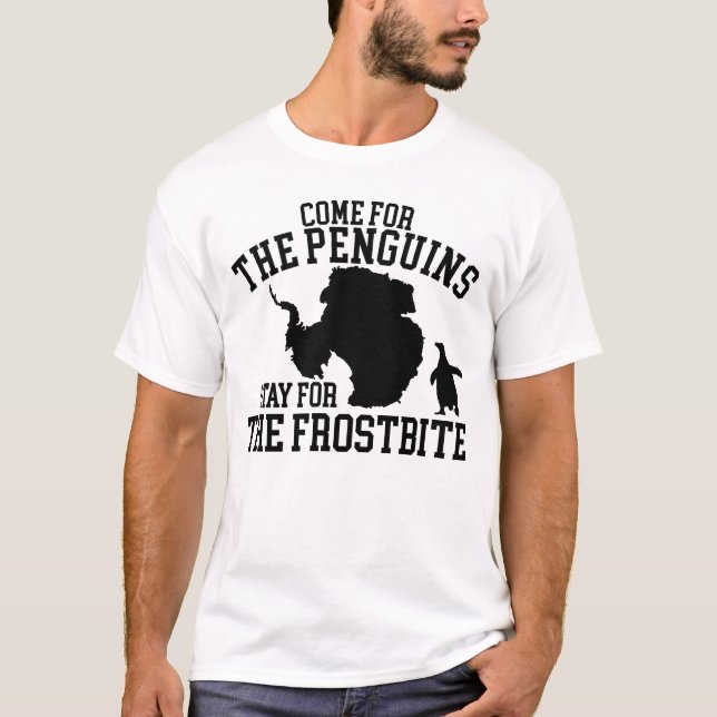 Kom för Penguins stanna för att få frosten T Shirt (Framsida)