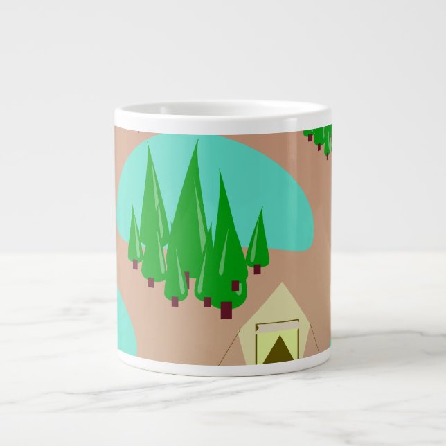 Kom Go Camping Retro Stil Mönster Jumbo Mugg (Framsidan)