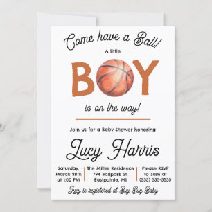 Kom Ha en Boll! Pojke Basketball Baby Shower Inbjudningar