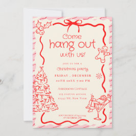 Kom hänga ut Whimsical Red Rosa jul Party Inbjudningar