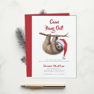Kom hängde ut Sloth Red Hat Funny jul Party Inbjudningar