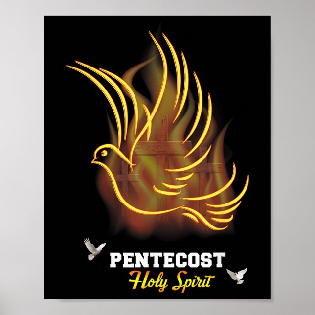 Kom Helige Ande Duv Kors Kristna Jesus Pingst Poster (Framsidan)
