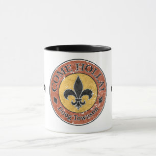 Kom Holla! Logotyp av loppcirkel Mugg