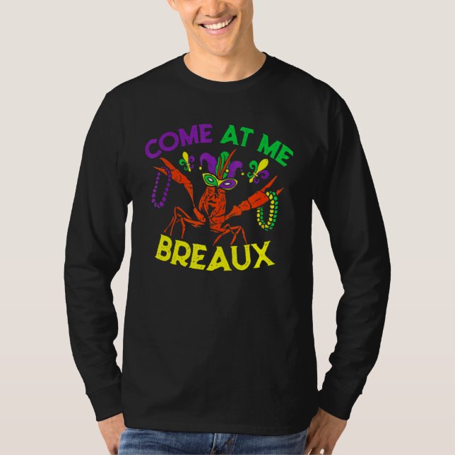 Kom hos mig Breaux Kräftor Jester Pärlor Mardi Gra T Shirt (Framsida)