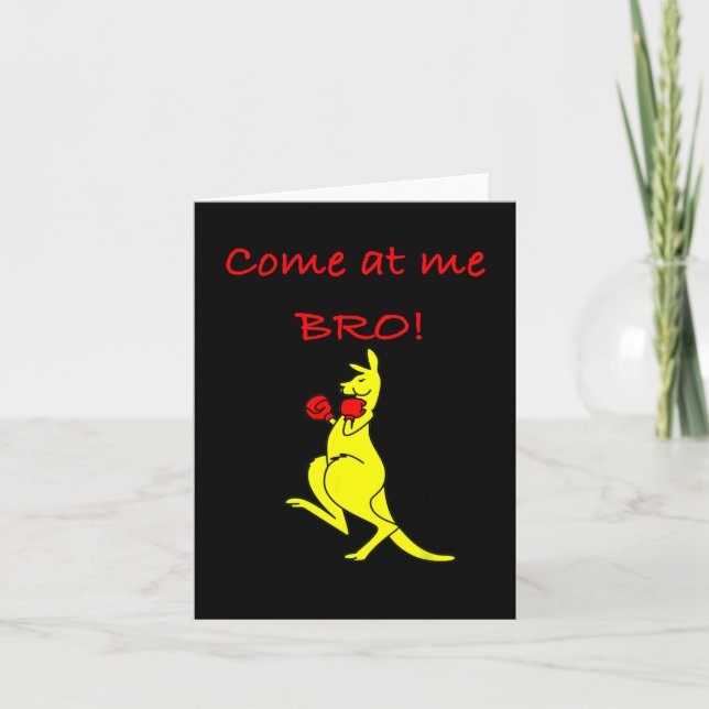 Kom hos mig Bro Kangaroo Boxing Novelty Gift Kort (Framsida)