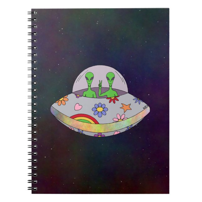 Kom i Peace UFO Anteckningsbok Med Spiral (Framsidan)