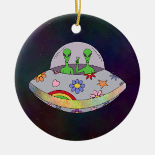 Kom i Peace UFO Julgransprydnad Keramik