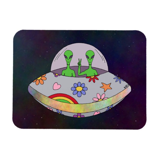 Kom i Peace UFO Magnet (Horisontell)
