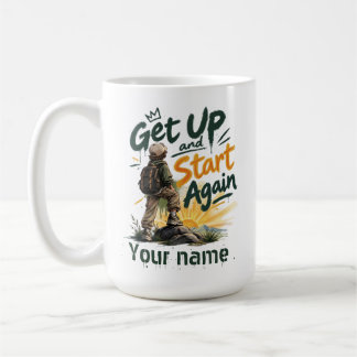 Kom igång och börja igen Anpassat namn Inspireran Kaffemugg
