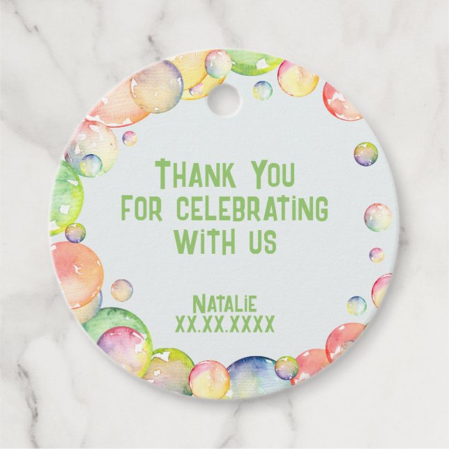 Kom igen! Soap bubbles födelsedagsbarn tack Gåvor Etiketter (Framsida)