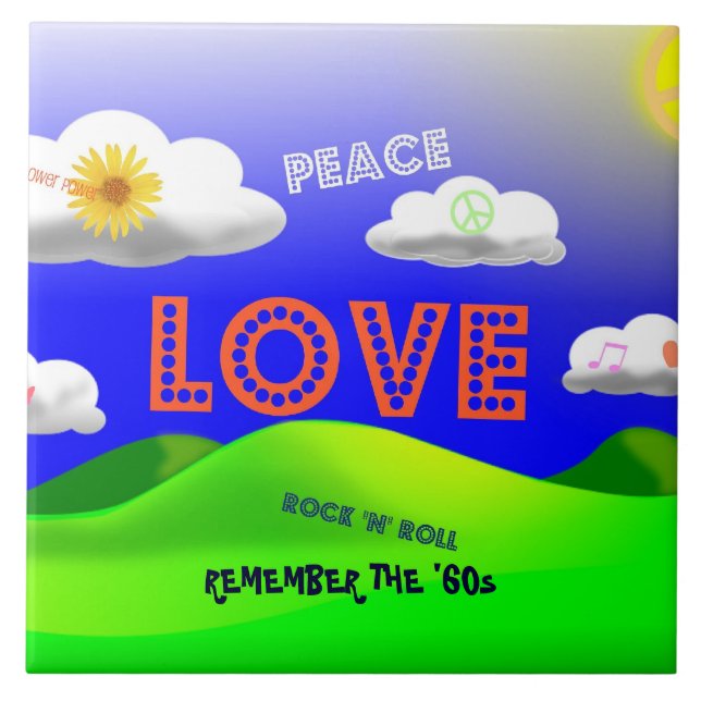 Kom ihåg 1960-talet, färgstark design, kakelplatta (Framsidan)