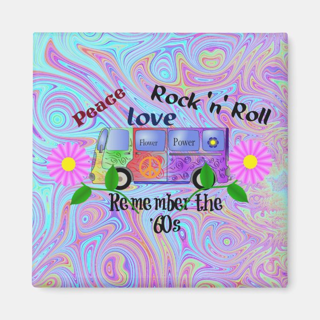 Kom ihåg 60-talet, psykedelisk design, magnet (Framsidan)