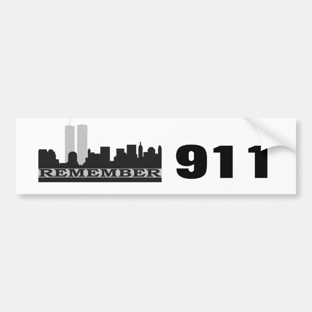 Kom ihåg 911 Bildtext på stötfångare Bildekal (Framsidan)
