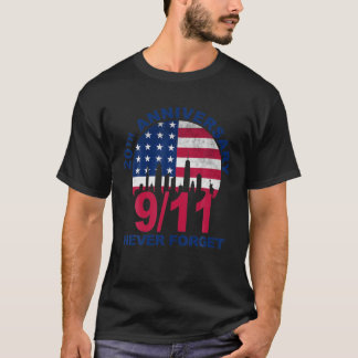 Kom ihåg 9-11 amerikanska patriotiska 20-årsdagen t shirt