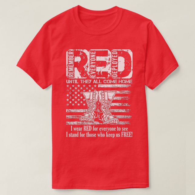 Kom ihåg alla Veteran Deployed RED Fredag (112) T Shirt (Design framsida)