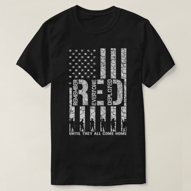 Kom ihåg alla Veteran Deployed RED Fredag (46) T Shirt (Design framsida)