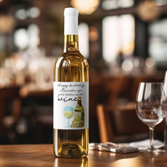 Kom ihåg att åldern blir bättre med Vin Grattis på Vinflaska Etikett (Remember Age Gets Better With Wine Happy Birthday bottle label from Ricaso. Ideal for gifting wine
)