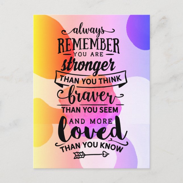 Kom ihåg att du är starkare helg vykort (Framsida)