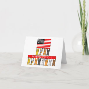 Kom ihåg att rösta Tecknad Cats och USA flagga Kort