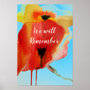 Kom ihåg att vi kommer att minnas citat Red Poppie Poster
