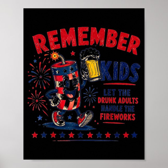 Kom ihåg barn låt S hantera fyrverkerier rolig gra Poster (Framsidan)