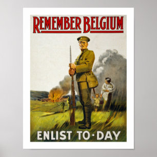 Kom ihåg Belgien (vitt) Poster