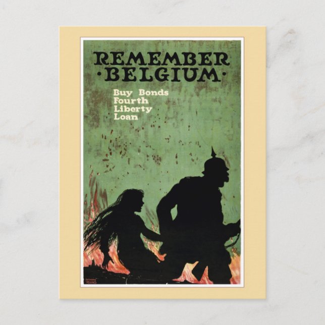 Kom ihåg belgisk propaganda vykort (Framsida)