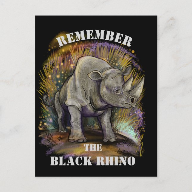 Kom ihåg Black Rhino Vykort (Framsida)