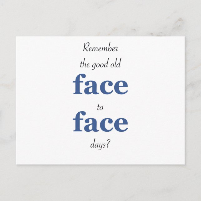Kom ihåg bra ansikte till ansikte vykort (Framsida)