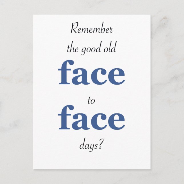Kom ihåg bra ansikte till ansikte vykort (Framsida)