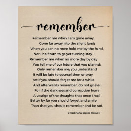 Kom ihåg Dikt Vintage affisch
