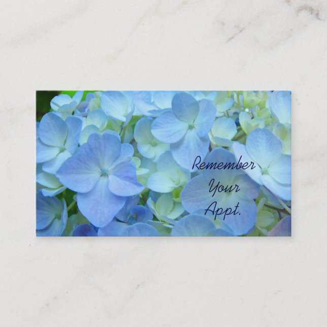 Kom ihåg dina möteskort Blå Blommig Påminnelse Tidsbeställning Kort (Framsida)
