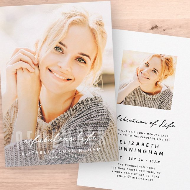 Kom ihåg ett snyggt, modernt foto i livets minne inbjudningar (Skapare uppladdad)