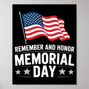 Kom ihåg heder Aamerica flagga män kvinnor barn N Poster