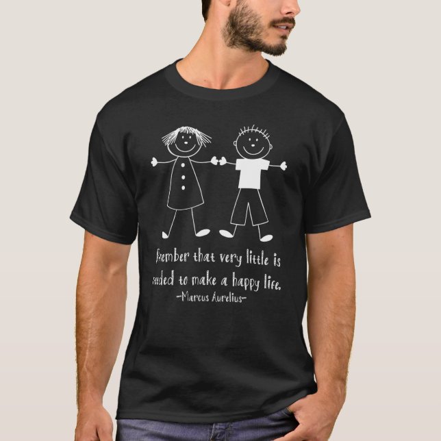 Kom ihåg Lycklig Life Marcus Aurelius Stoic Quote T Shirt (Framsida)
