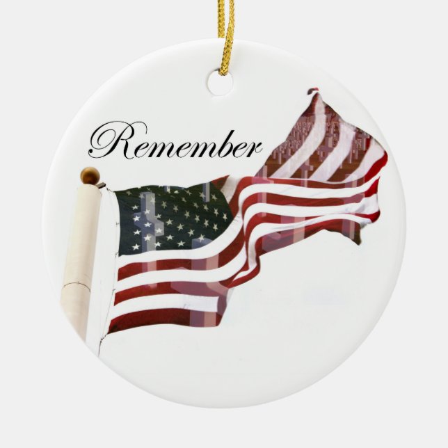 Kom ihåg minnesdagen - Kor inom Old glory Julgransprydnad Keramik (Framsidan)