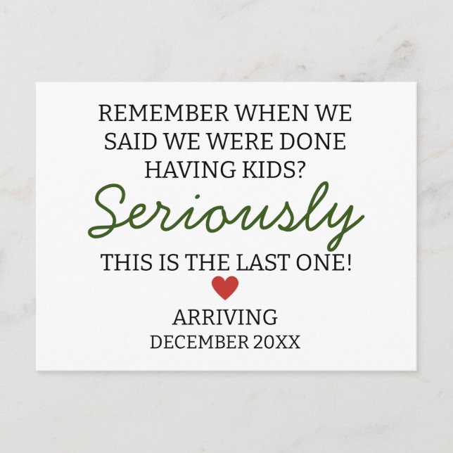 Kom ihåg när vi sa att vi är klara med graviden vykort (Framsida)