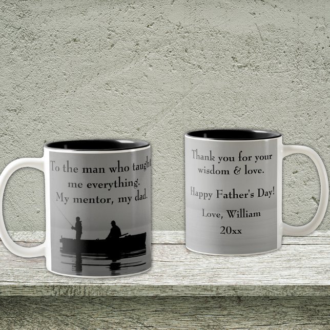 Kom ihåg Pappa i Fars dag. Tvåtonad Mugg. Två-Tonad Mugg (Personalize to add your names/dates.  Customize to change text, color or style.)