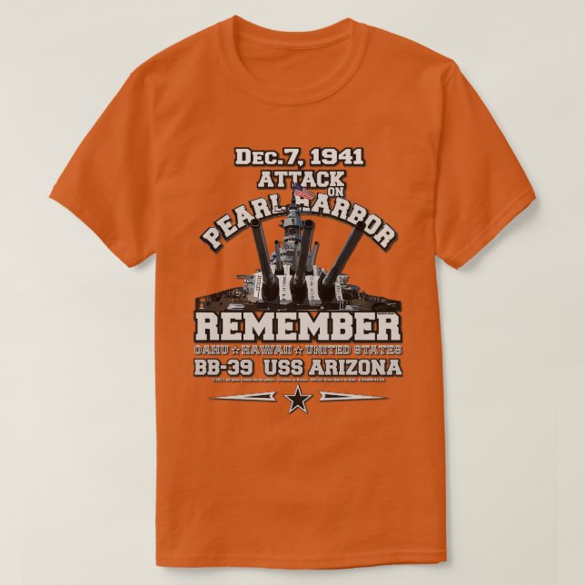 Kom ihåg Pearl Harbour USS Arizona T Shirt (Design framsida)